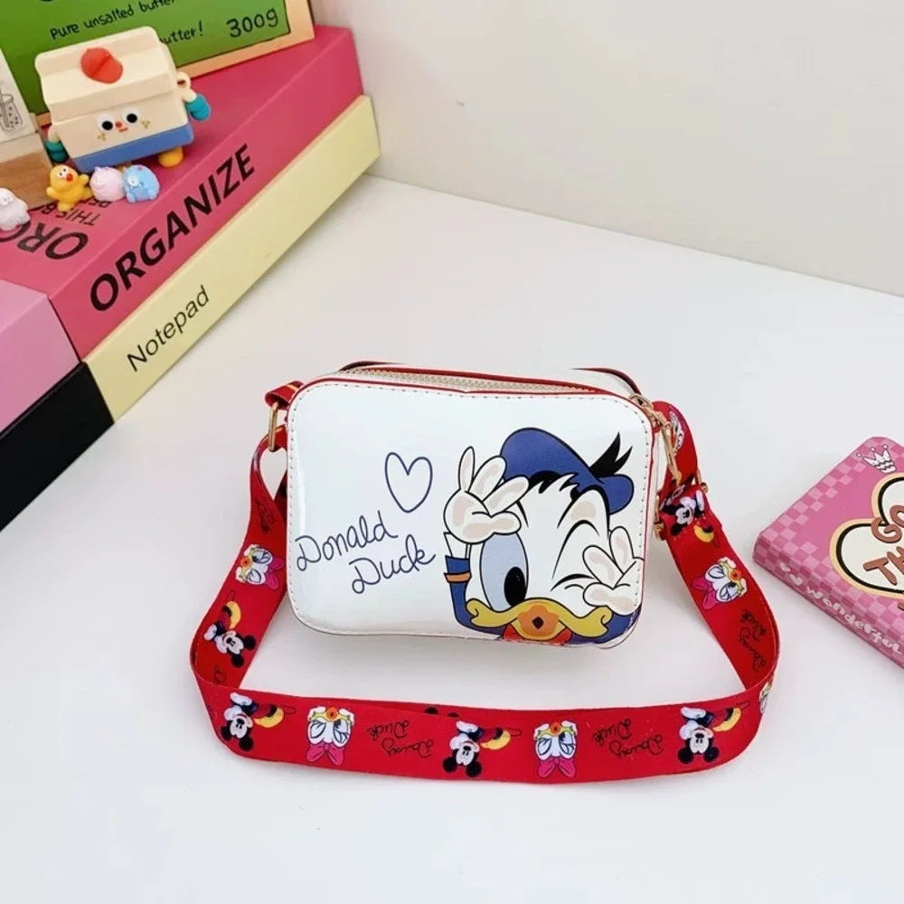 Kids White Donald Duck Cartoon Crossbody Bag Red Strap‎ Mini Shoulder Purse New